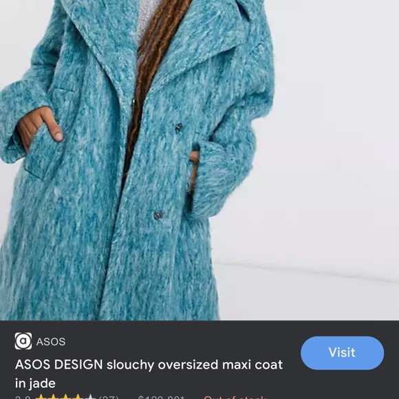 ISO ASOS DESIGN slouchy oversized maxi
coat in jade - Picture 2 of 2